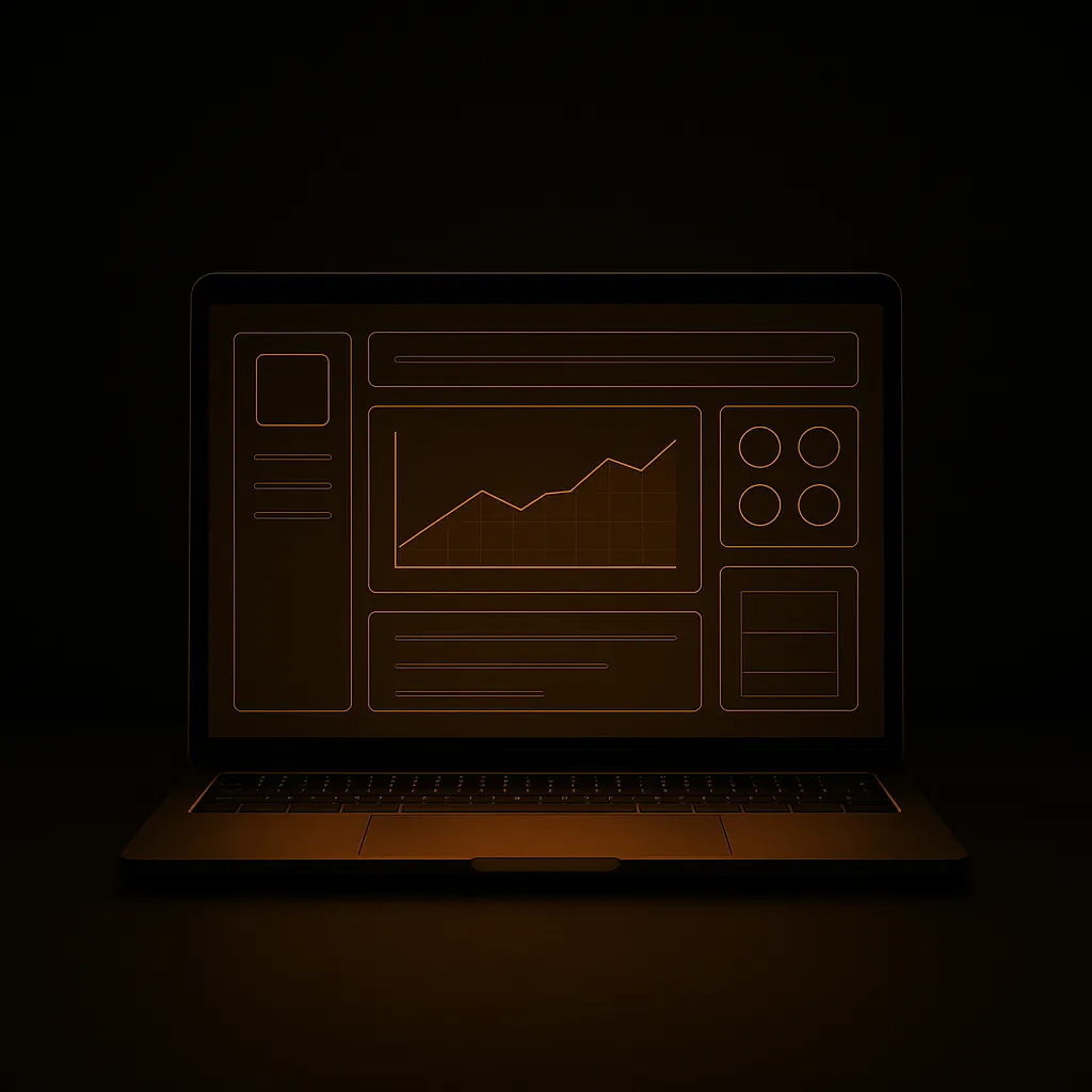 Wireframe dashboard on laptop